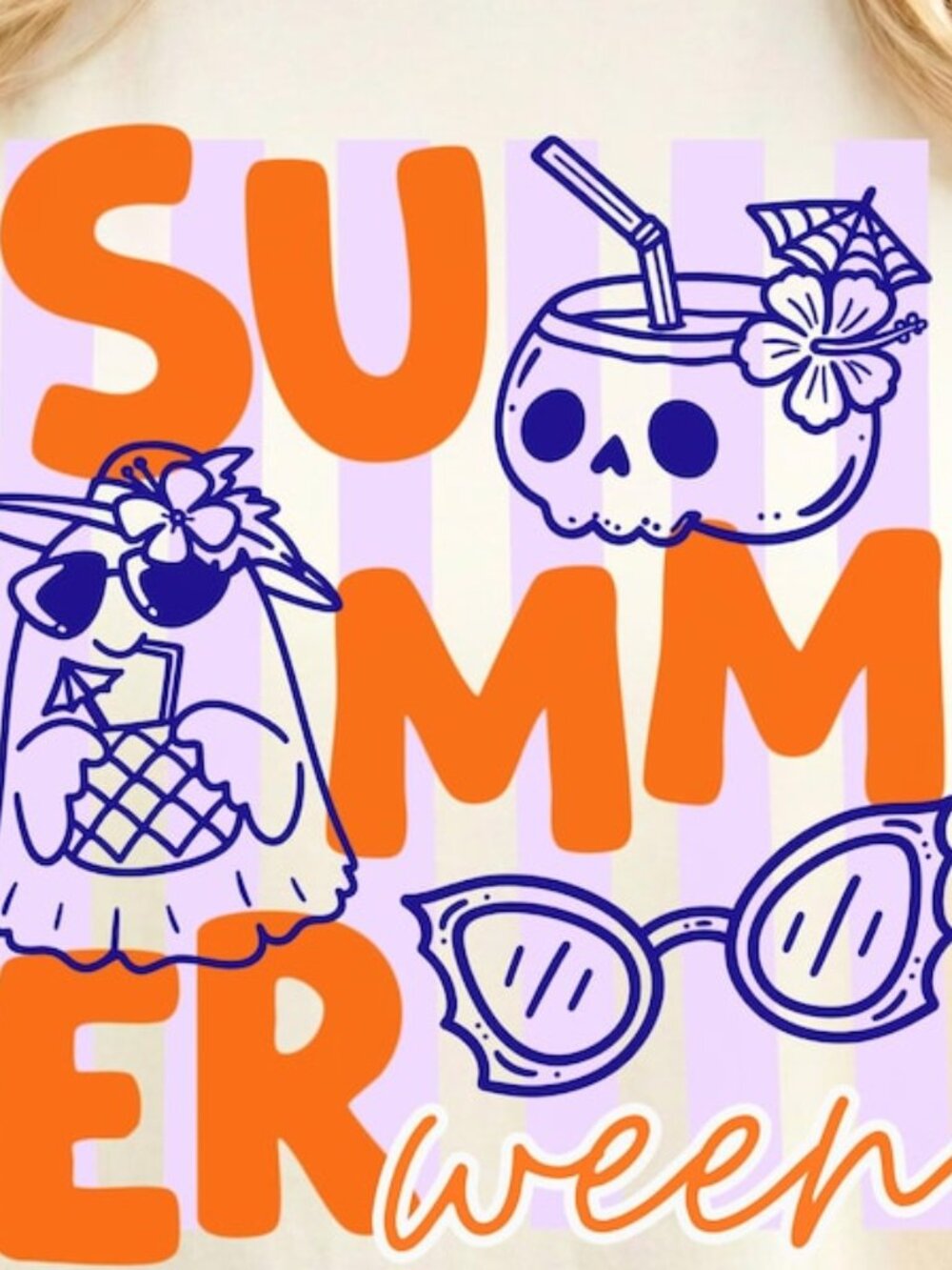 Summerween Shirt, Summer Halloween Tee, Ghost Cocktail Graphic Tee - Picture 2 of 4